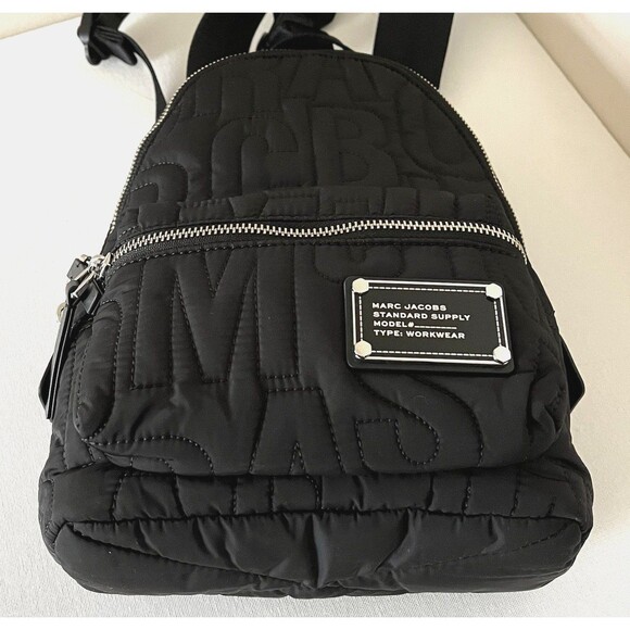 New Marc Jacobs Quilted Nylon Backpack Black - Picture 3 of 6